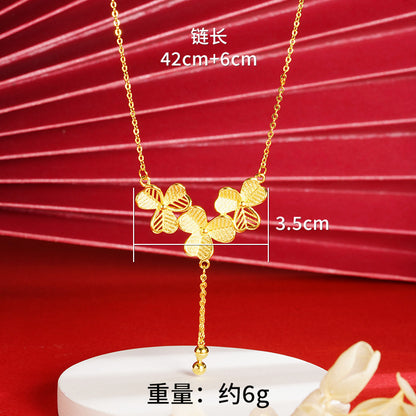 Gold Flower Necklace for Women Wedding Retro Style