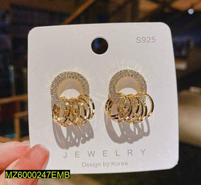 Golden Loops Earrings for Women with Sparkling Stones