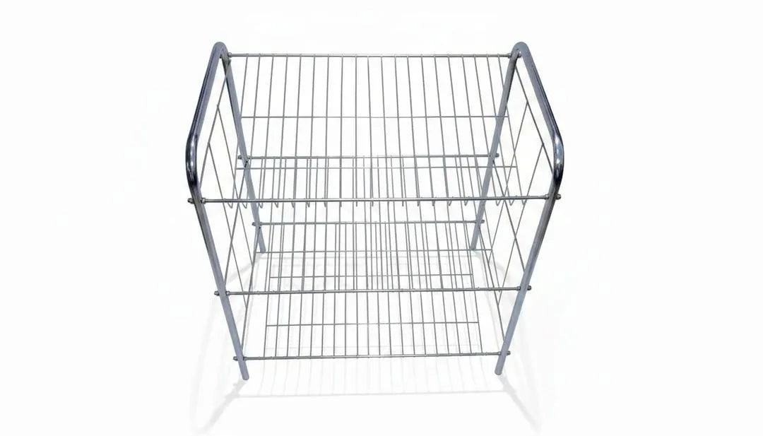 3-Tier Stainless Steel Shoe Rack Silver Minimalist