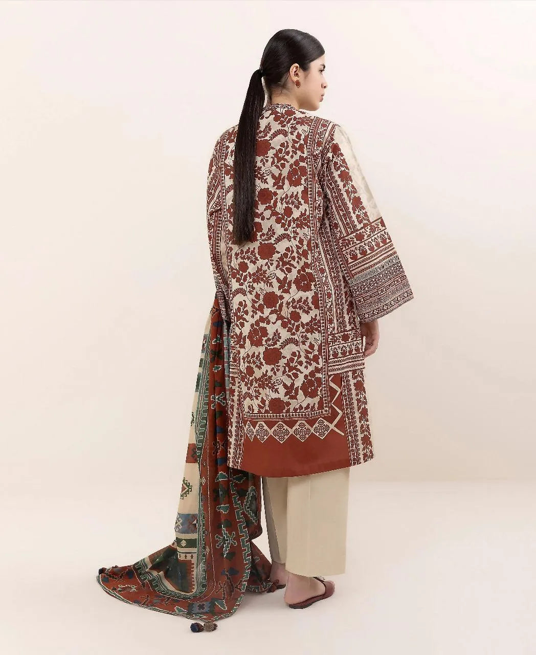 Unstitched Printed Linen Suit for Women Winter Office Wear