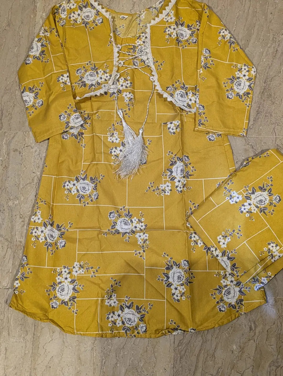 2 Pcs Girl's Stitched Cotton Printed Frock