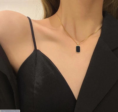 Black Stone Pendant Gold Plated for Eid Wedding Daily Wear