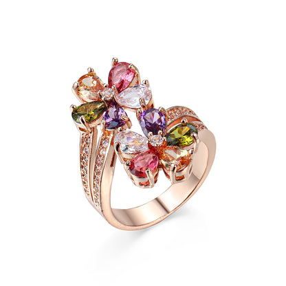 Women Zircon Flower Ring Daily Wear Jewelry