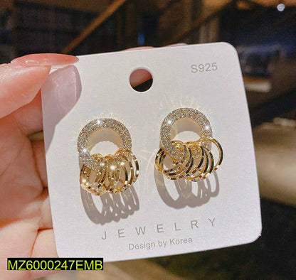 Golden Loops Earrings for Women with Sparkling Stones