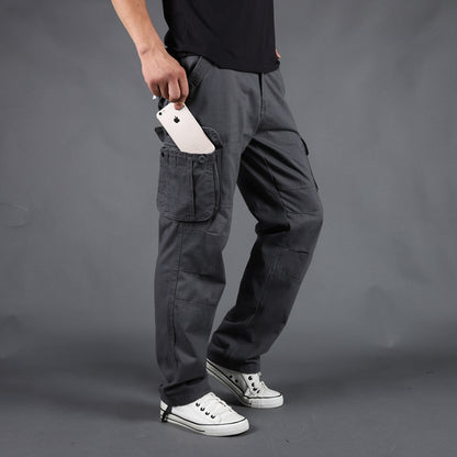 Men Loose Cargo Pants Multi-Pocket Winter Plus Size