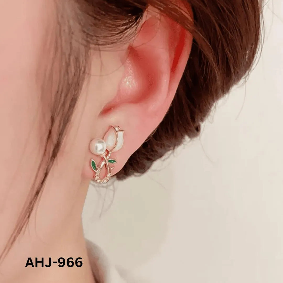 Elegant Flower Zircon Pearl Earrings for Women