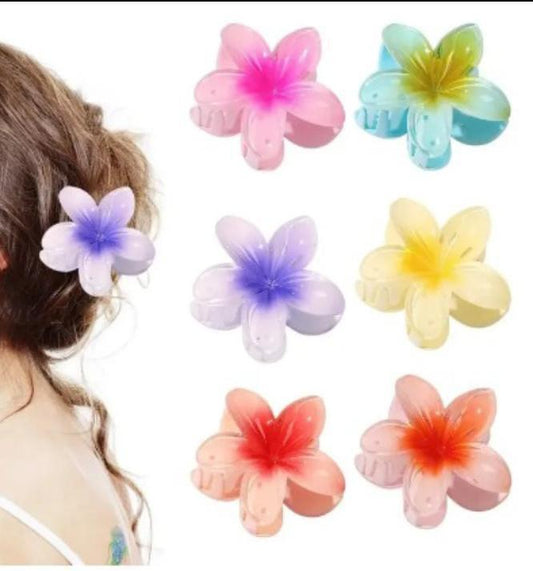 Flower Hair Clips Gradient Colors ABS Plastic