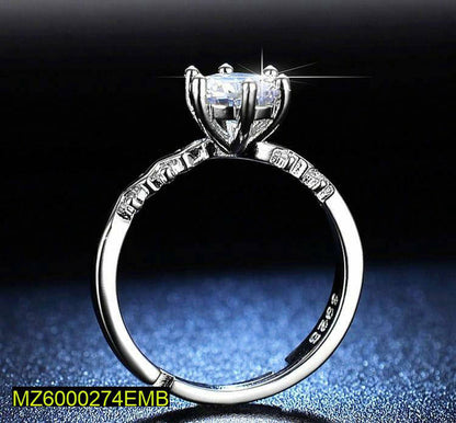 American Diamond Ring Silver Plated Adjustable Size