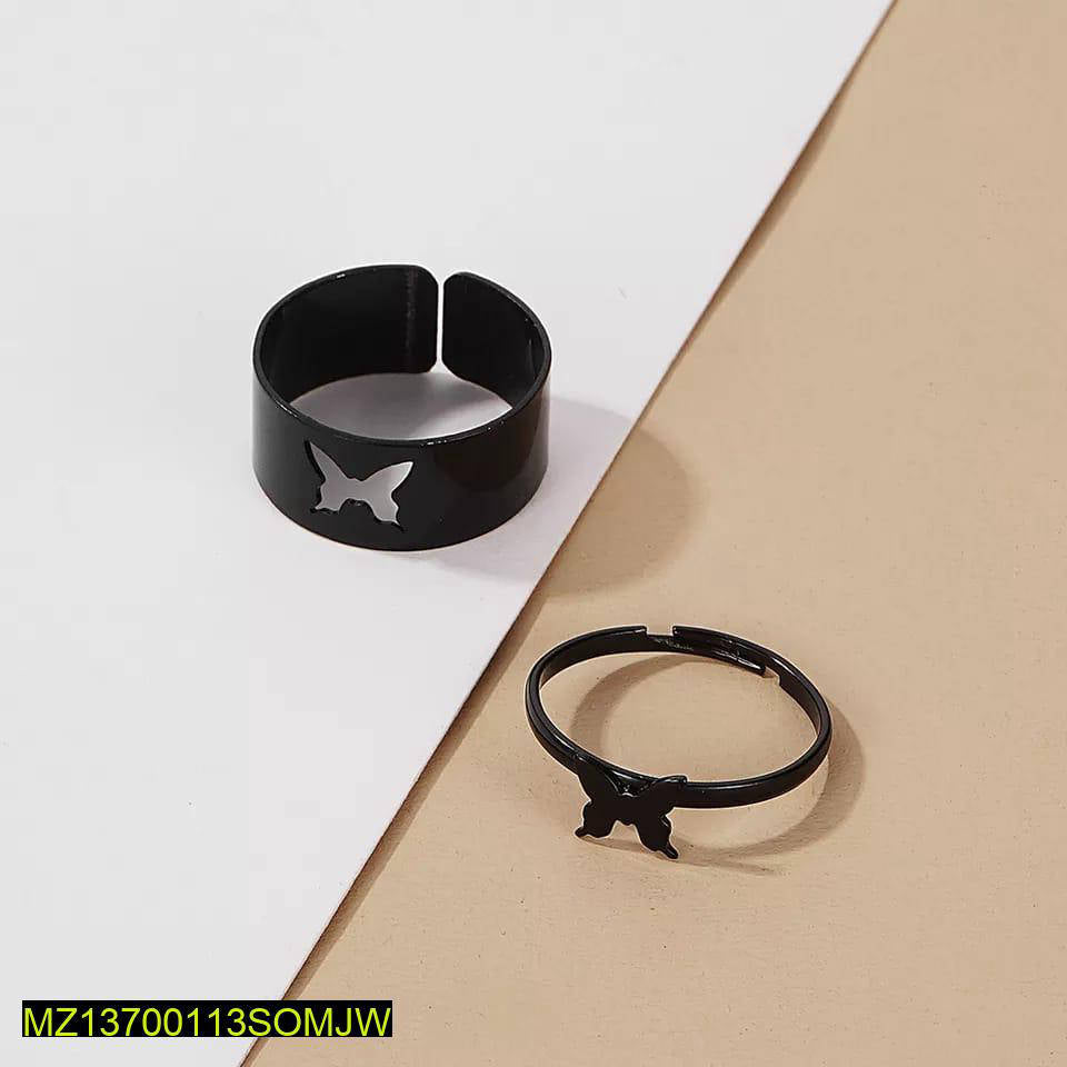 Black Butterfly Rings Adjustable for Couples & Friends