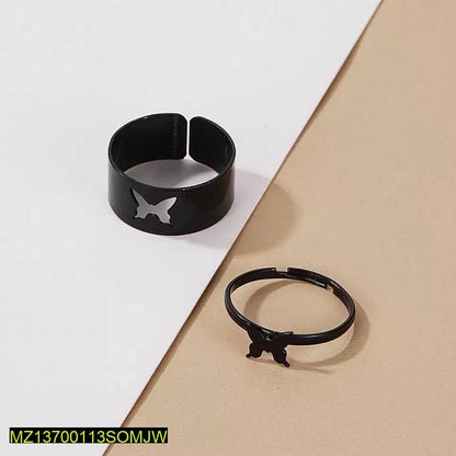 Black Butterfly Rings Adjustable for Couples & Friends