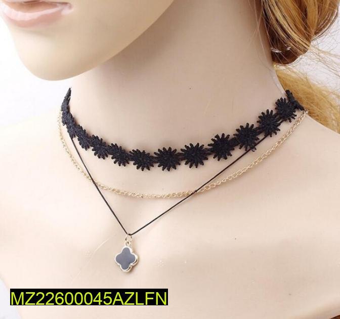 Black Lace Choker with Pendant for Women