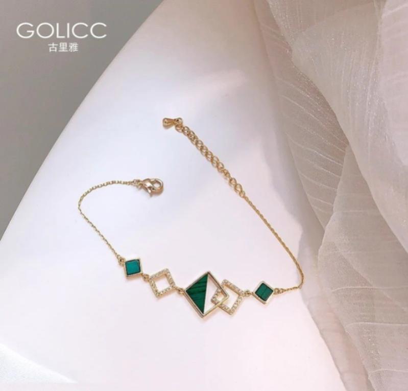 Gold Plated Green Stone Bracelet for Women