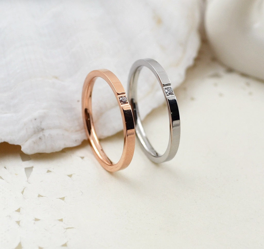 Couple Diamond Wedding Rings Rose Gold & Silver
