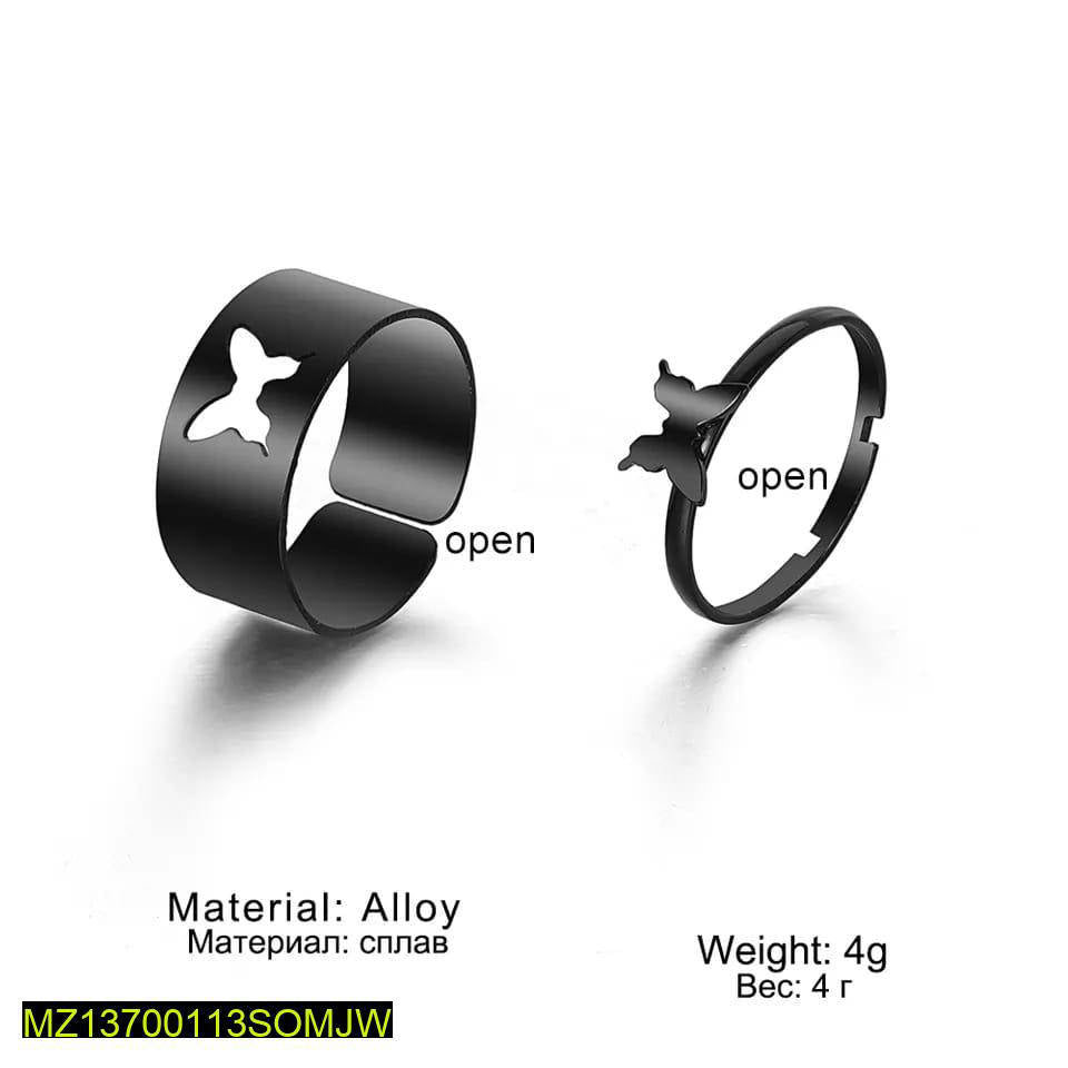 Black Butterfly Rings Adjustable for Couples & Friends