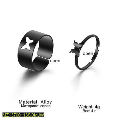Black Butterfly Rings Adjustable for Couples & Friends
