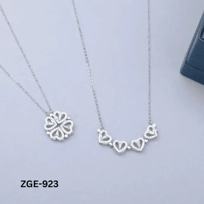 Magnetic Heart Clover Necklace Golden Silver 4 Leaf