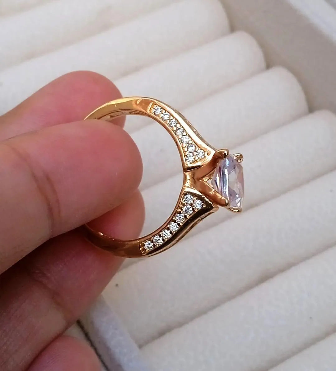 Vintage Gold Plated Crystal Ring for Pakistani Women