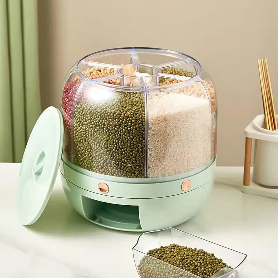 360° Rotating Rice Dispenser for Kitchen Organization