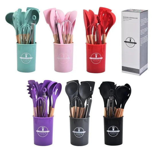 10-Piece Stainless Steel Kitchen Set with Wooden Handles
