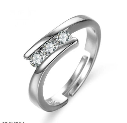Silver Plated Zircon Ring for Women Adjustable Wedding Party Office Wear