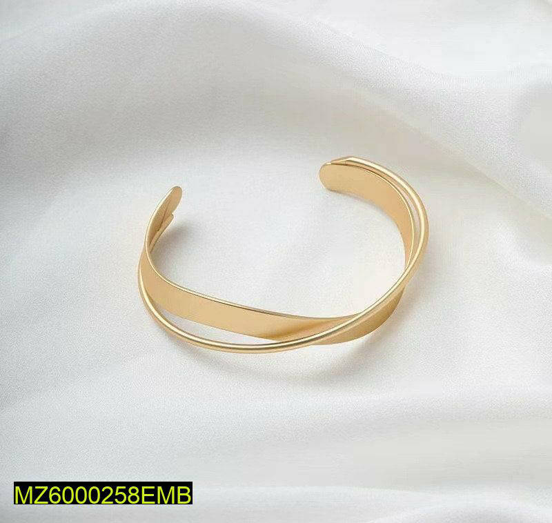 Women Zigzag X Gold Plated Bracelet Lightweight Party Wear