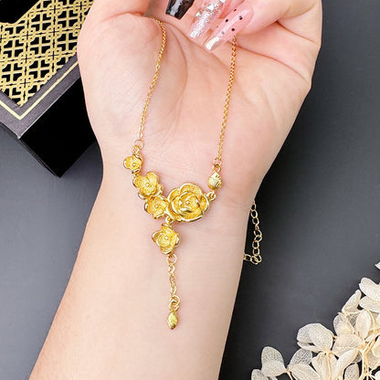 Gold Flower Necklace for Women Wedding Retro Style