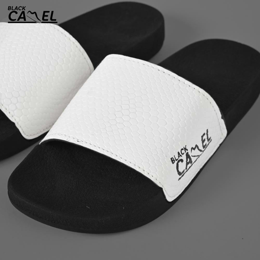 Black Camel Cobra Texture Slippers White Black