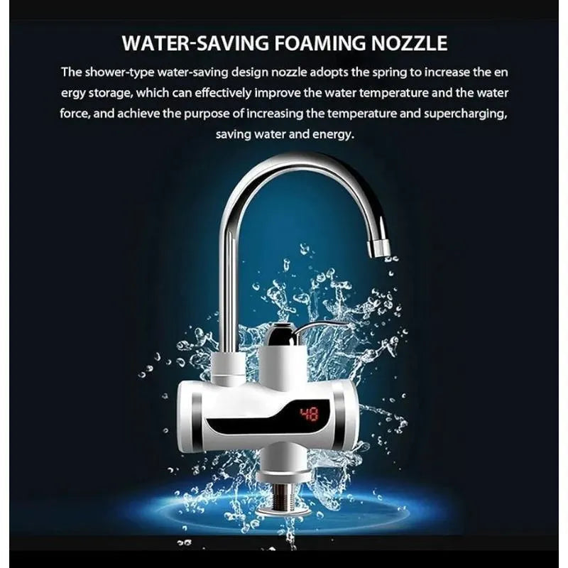 Electric Hot Water Faucet with Digital Display for Kitchen