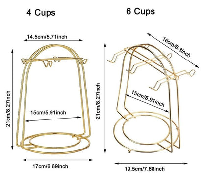 Golden Metal Cup Holder Rack for Kitchen Drying Stand