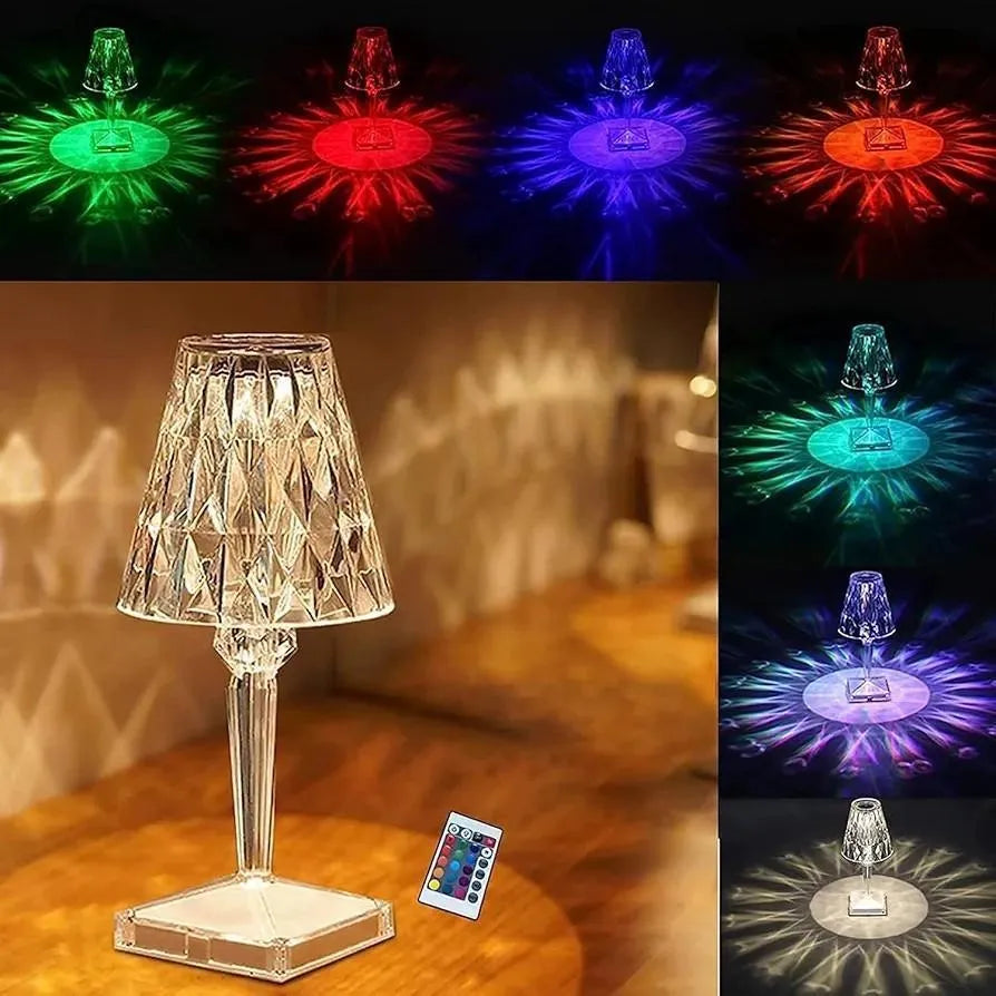 Rechargeable Crystal Table Lamp with Starburst Design