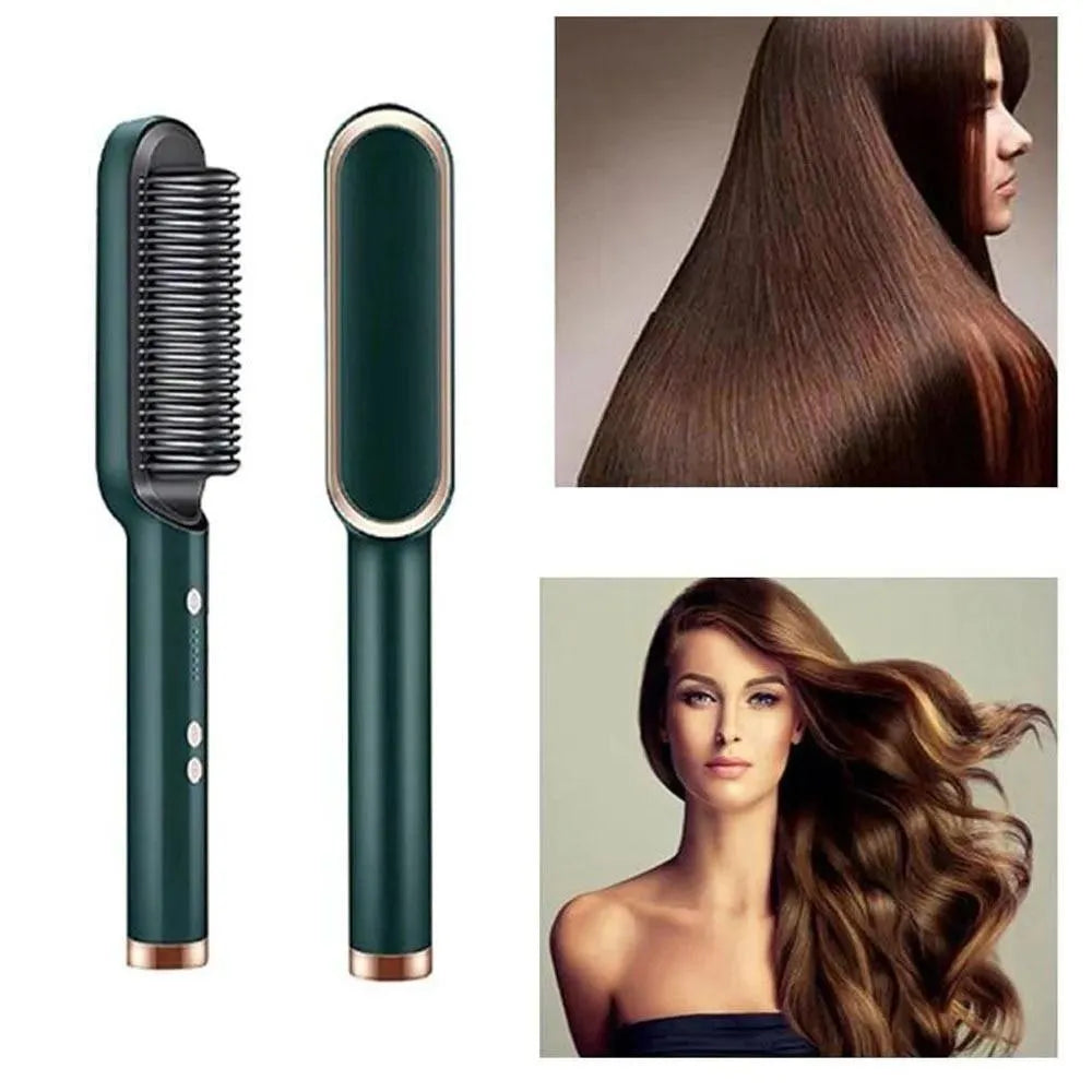 Hair Straightener Brush with 5-Stage Temp & 30S Heat