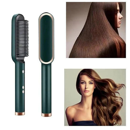 Hair Straightener Brush with 5-Stage Temp & 30S Heat