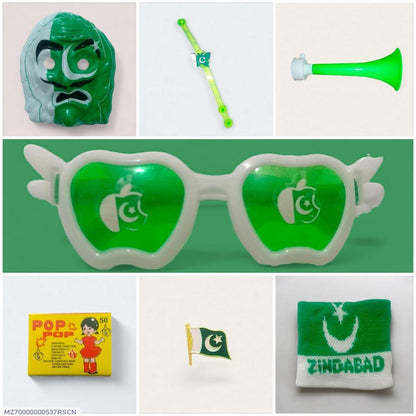 14th August Azaadi Kids Bundle 7Pcs ABS Green Pakistan Flag