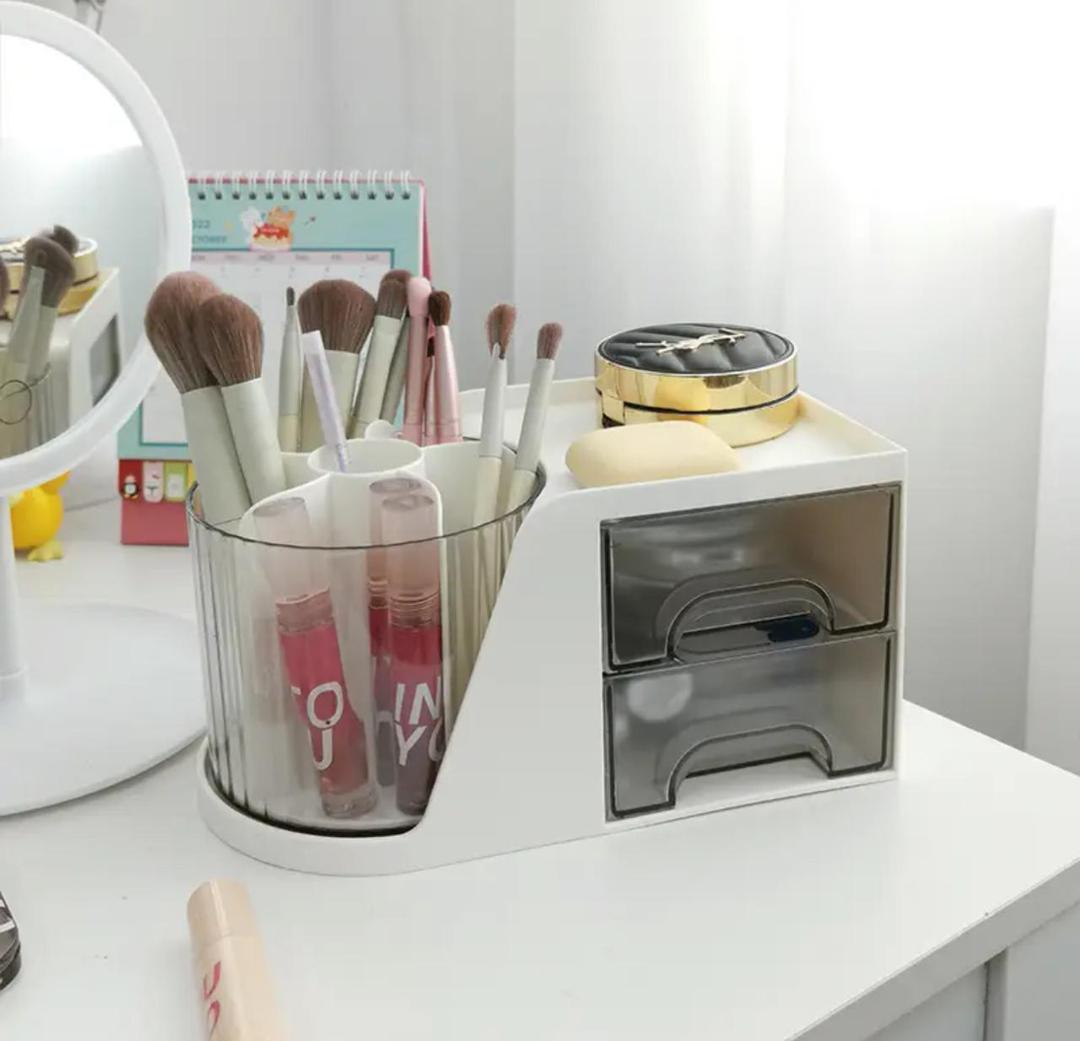 Rotating Makeup Organizer with Transparent Drawers