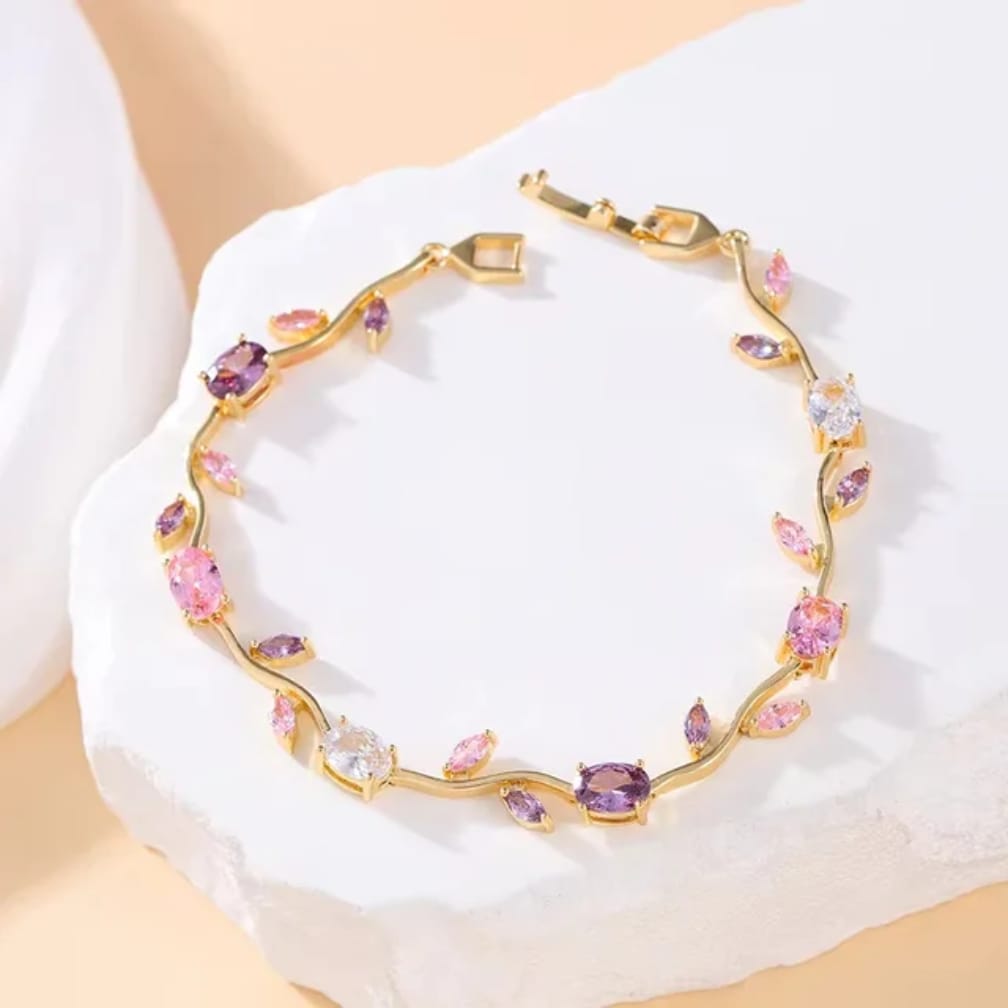 Tulip Bracelet – Premium Quality Stainless Steel Elegant Bracelet for Women ~ Without Box | Golden Base