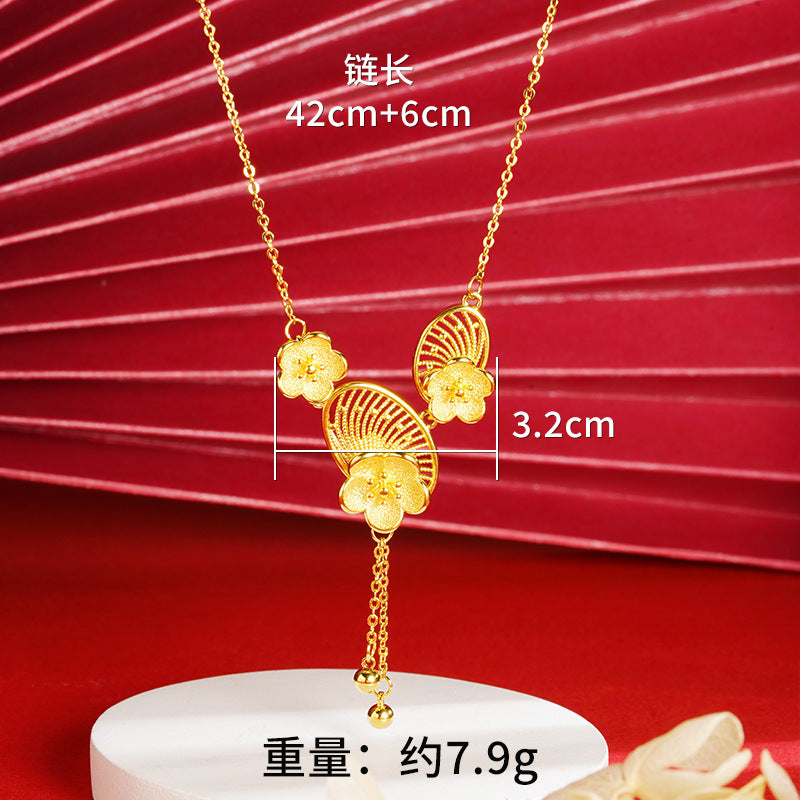 Gold Flower Necklace for Women Wedding Retro Style