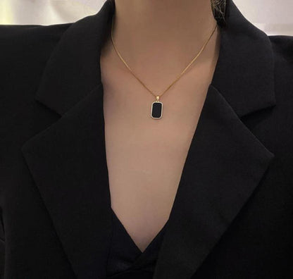Black Stone Pendant Gold Plated for Eid Wedding Daily Wear