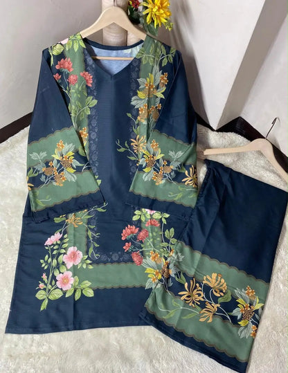Women's Digital Printed Doria Lawn Cord Set 2PC | Soft Doria Lawn Summer Dress | Casual Printed Co-Ord Set | Stylish Ladies Outfit | Ready to Wear