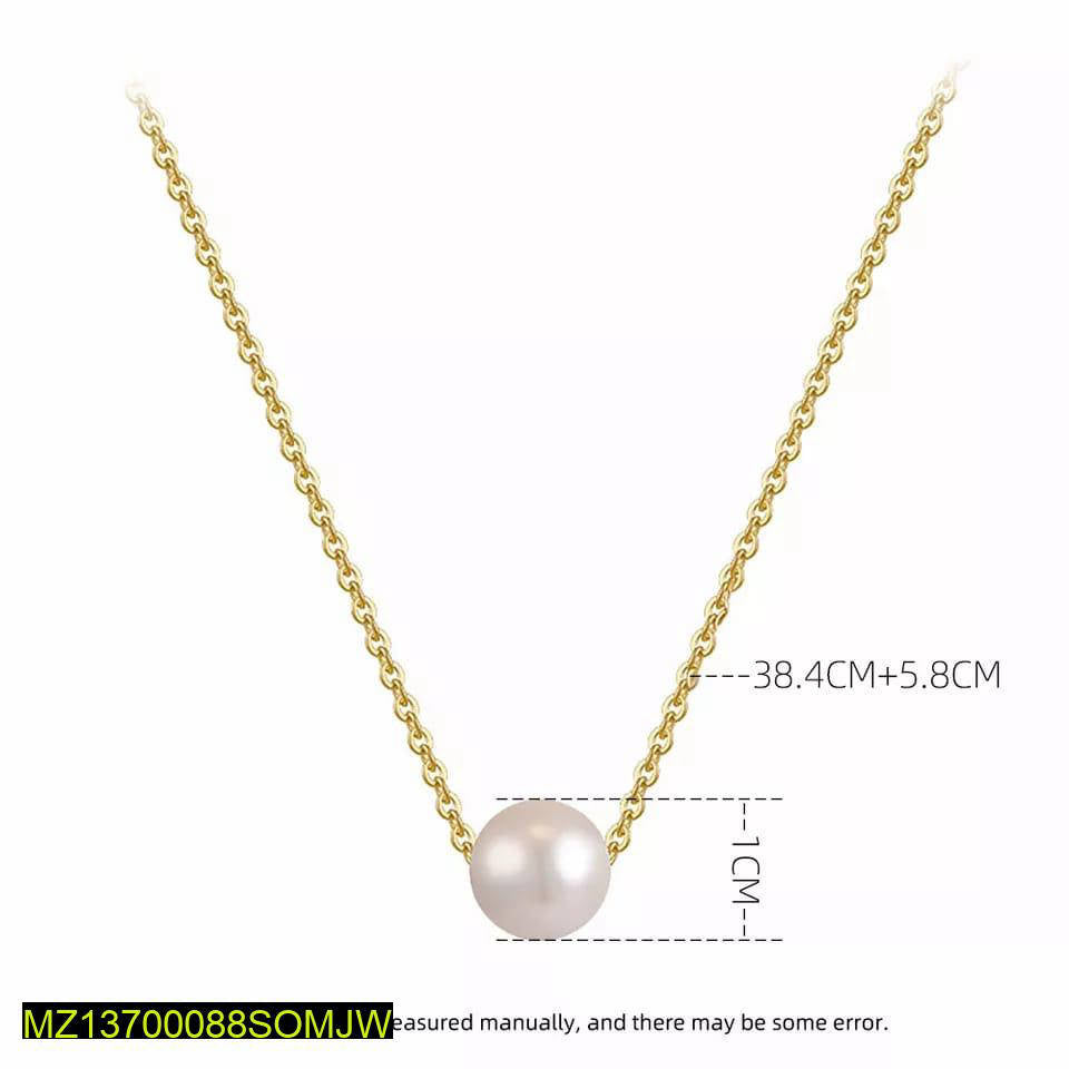 Gold Plated Pearl Necklace Adjustable for Women