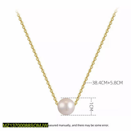 Gold Plated Pearl Necklace Adjustable for Women