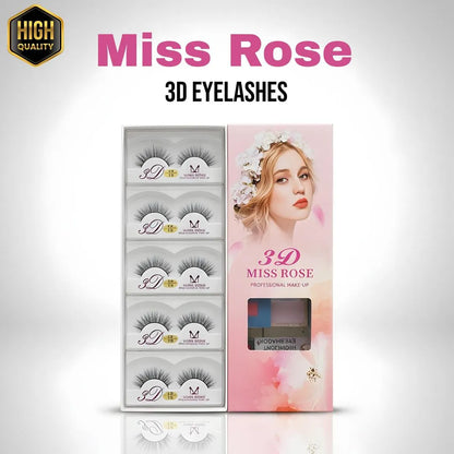 3D Miss Rose Eyelashes Black Fibre Lightweight Long Lasting