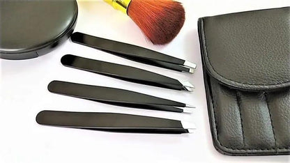 5-Piece Stainless Steel Tweezers Set Black
