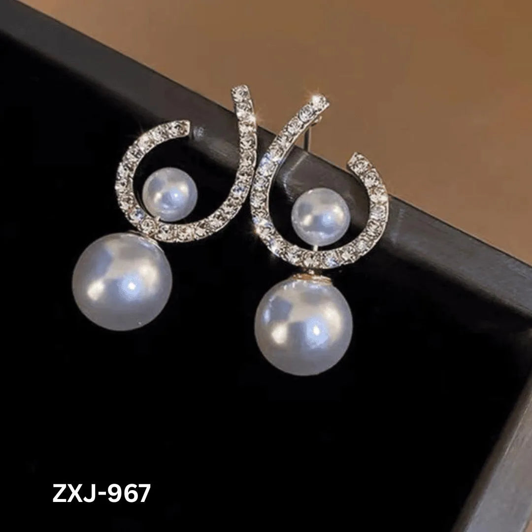 Korean Style Pearl Earrings U-Shape Silver Gold