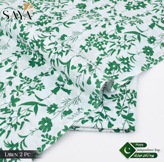 Lawn 2 Pc Green Floral Suit for Independence Day