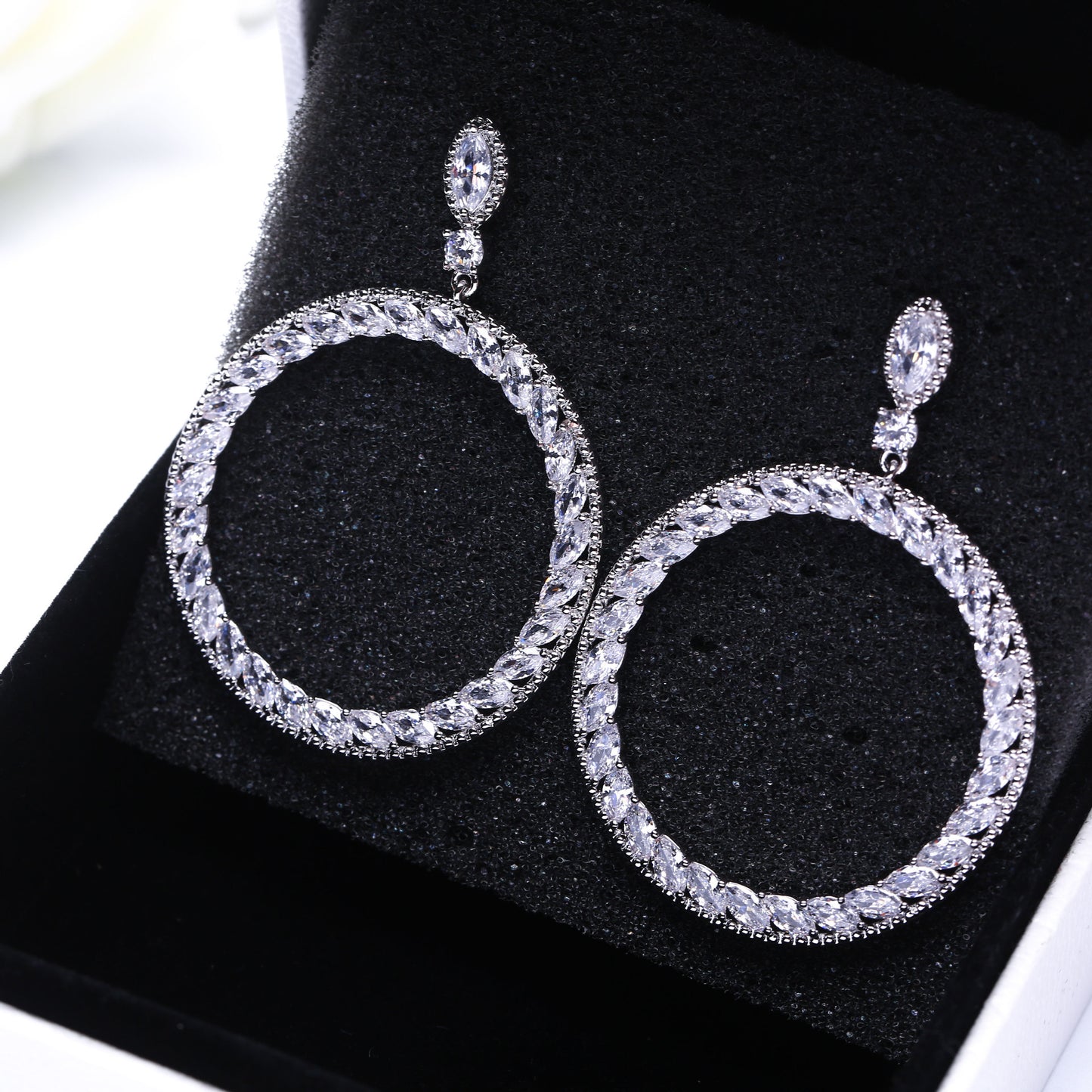 Geometric Circle Earrings S925 Silver Zircon Stones