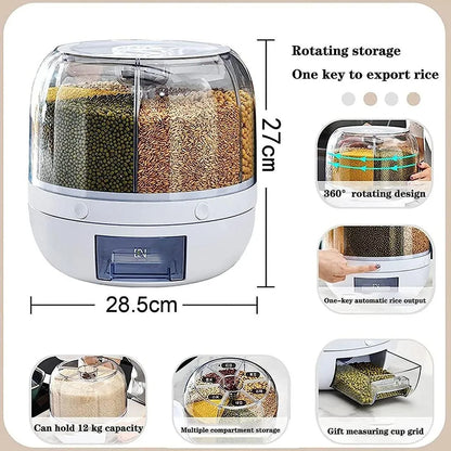 360° Rotating Rice Dispenser for Kitchen Organization