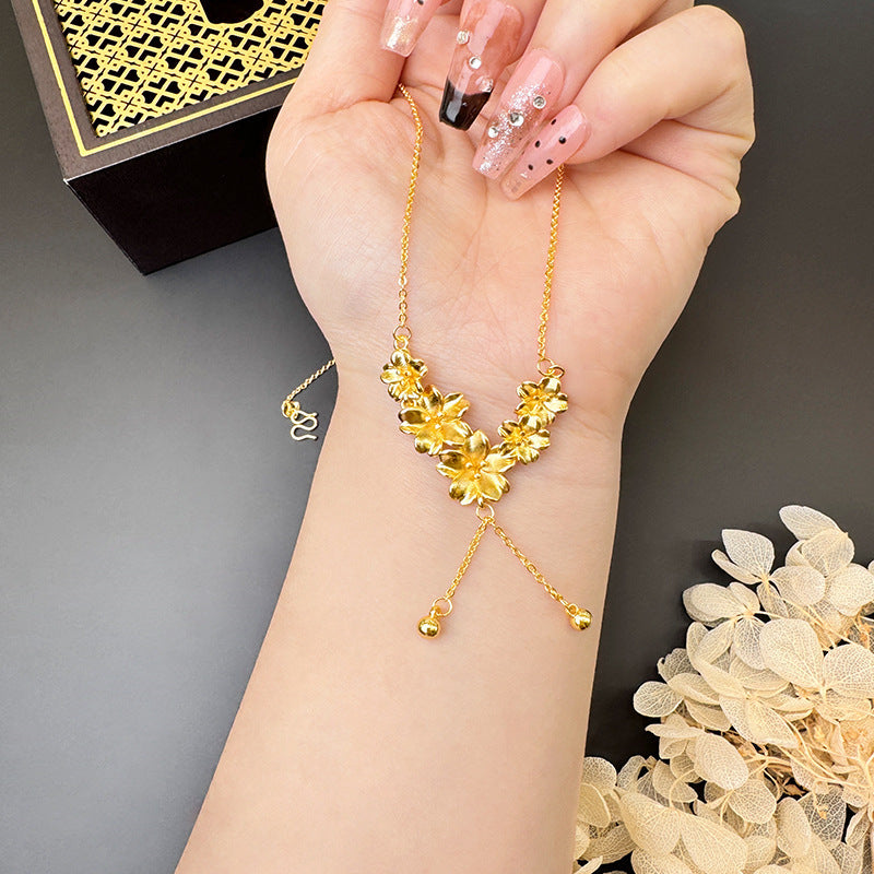 Gold Flower Necklace for Women Wedding Retro Style