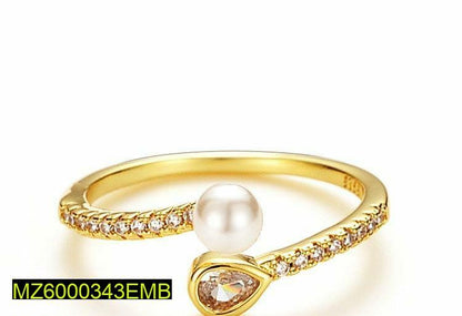 Adjustable Golden Pearl Ring for Women