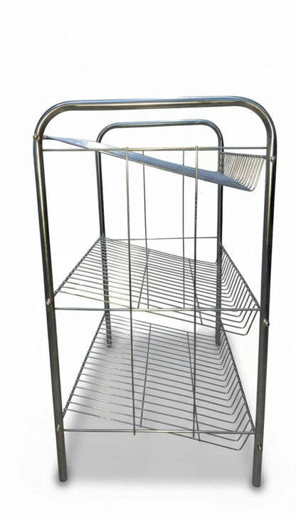 3-Tier Stainless Steel Shoe Rack Silver Minimalist