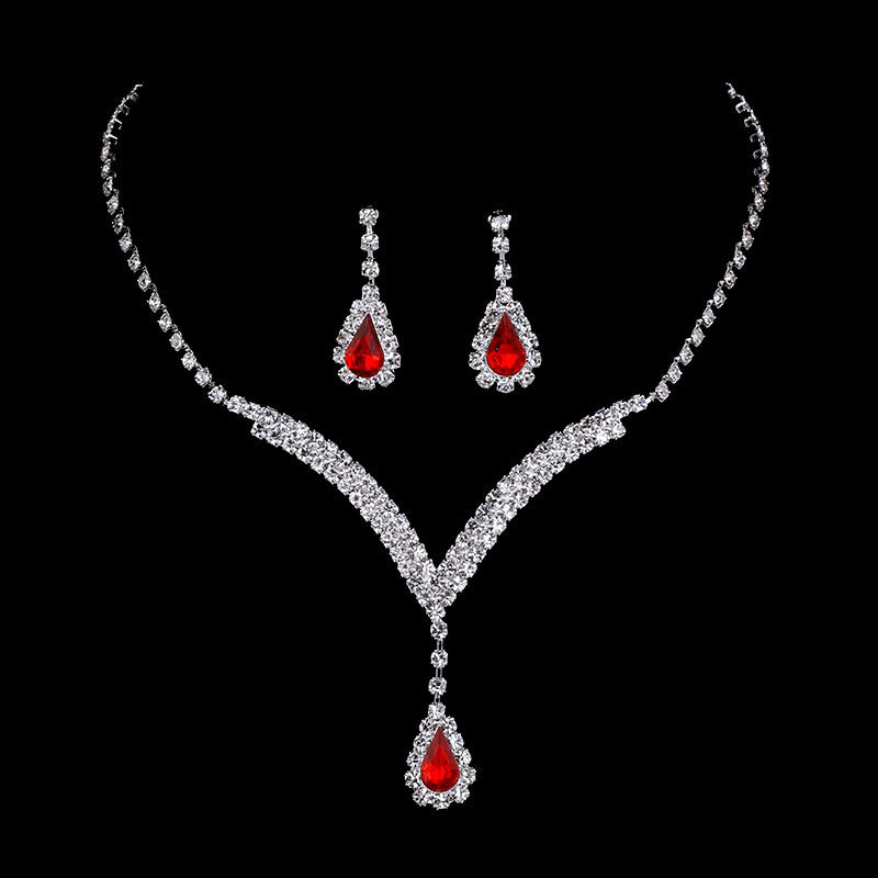 Diamond Water Drop Necklace & Earrings Set for Pakistani Women